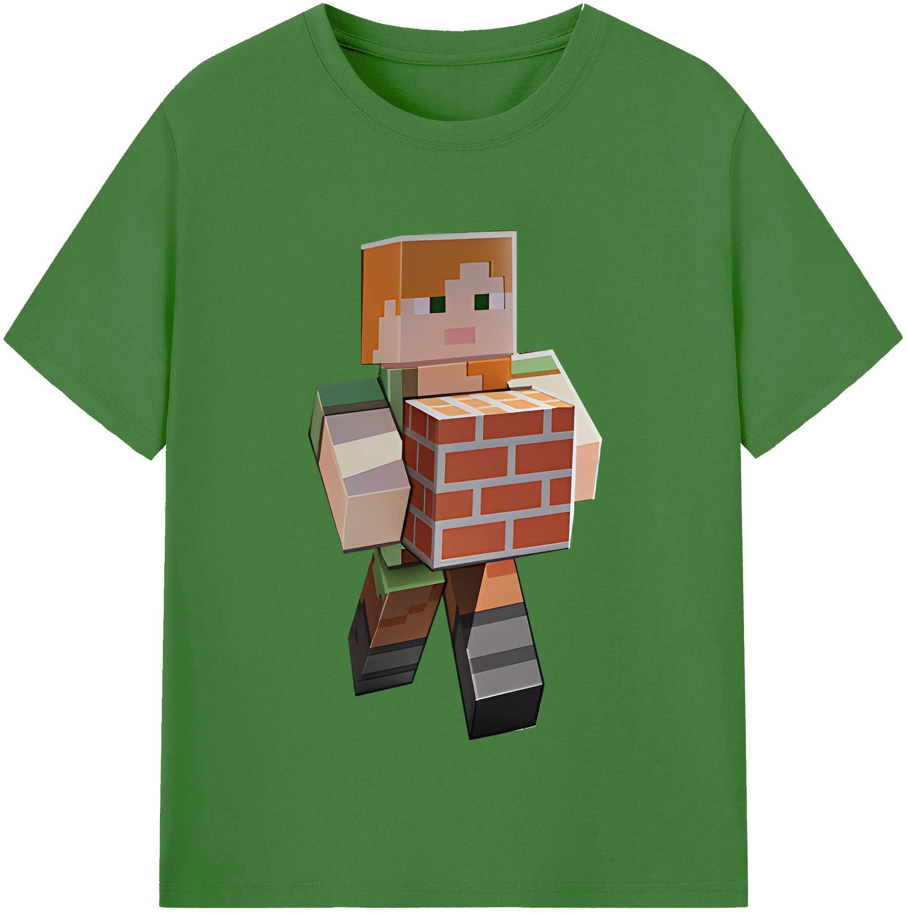 （画像用） マインクラフト ブロックの世界 Minecraft MC Block world レディースカジュアルプリントTシャツ（綿100％）